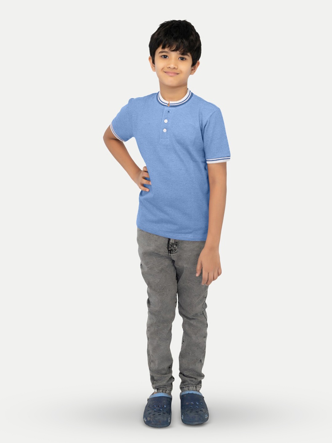 

BAESD Boys Henley Neck Pockets Slim Fit T-shirt, Blue