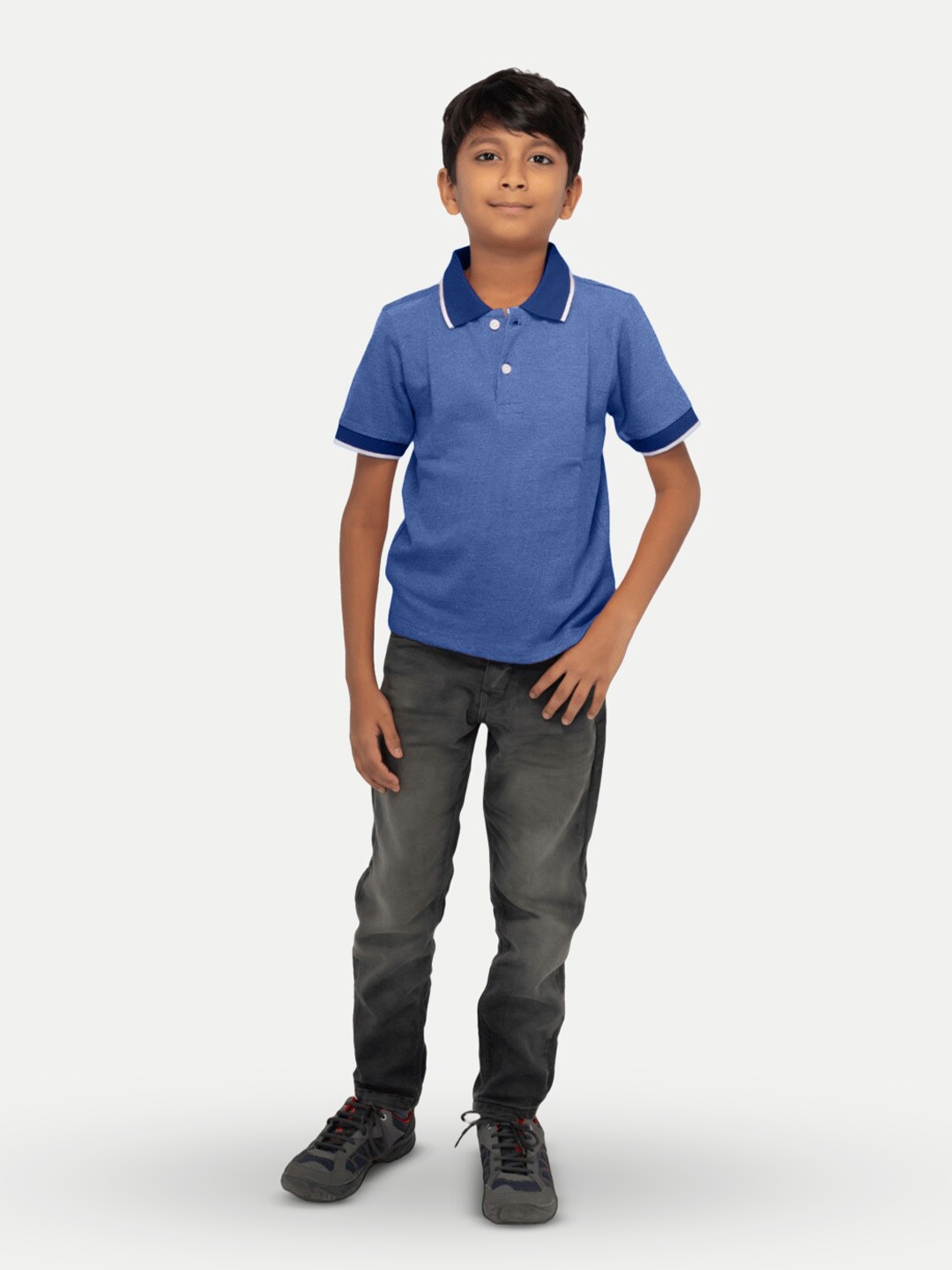 

BAESD Boys Polo Collar Applique Slim Fit T-shirt, Blue
