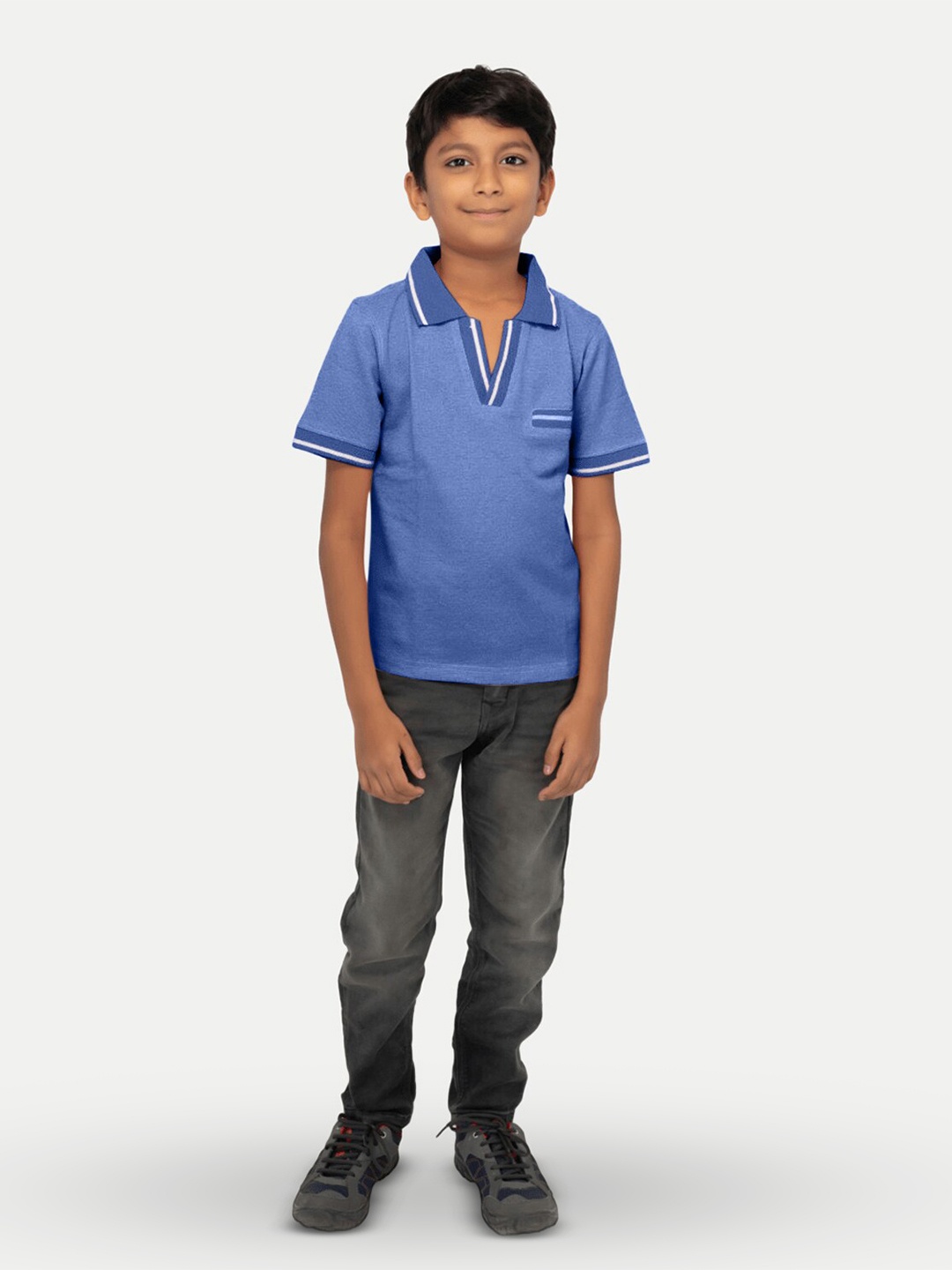 

BAESD Boys Polo Collar Applique Slim Fit T-shirt, Blue