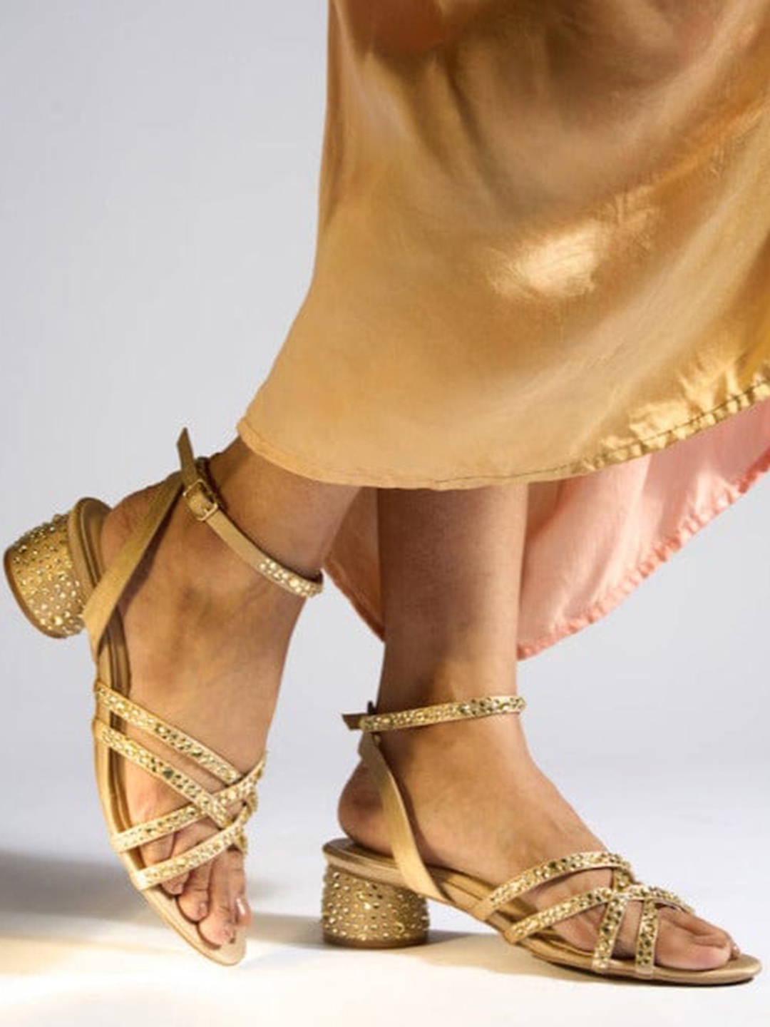 

CAI Women Strappy Crystal Embellished Heels, Gold