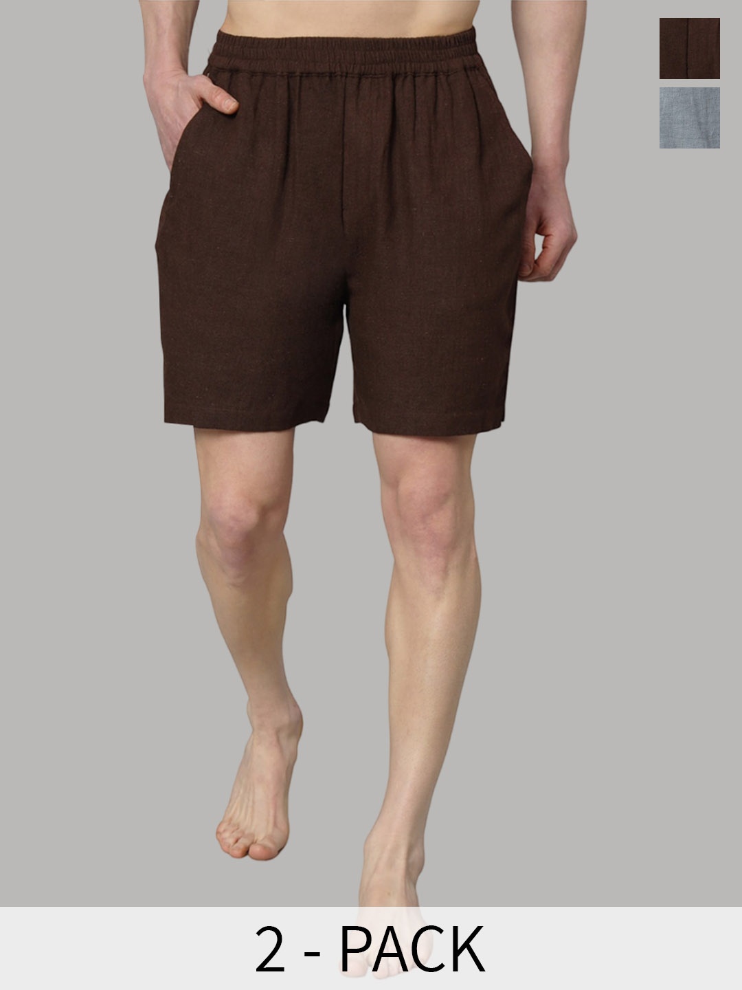 

OWO THE LABEL Pack Of 2 Woven Boxers OTLMB08_9-S, Grey