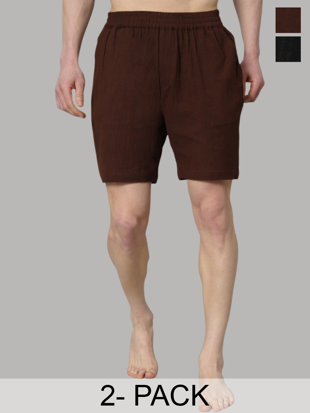 

OWO THE LABEL Pack Of 2 Woven Boxers OTLMB06_7-S, Black