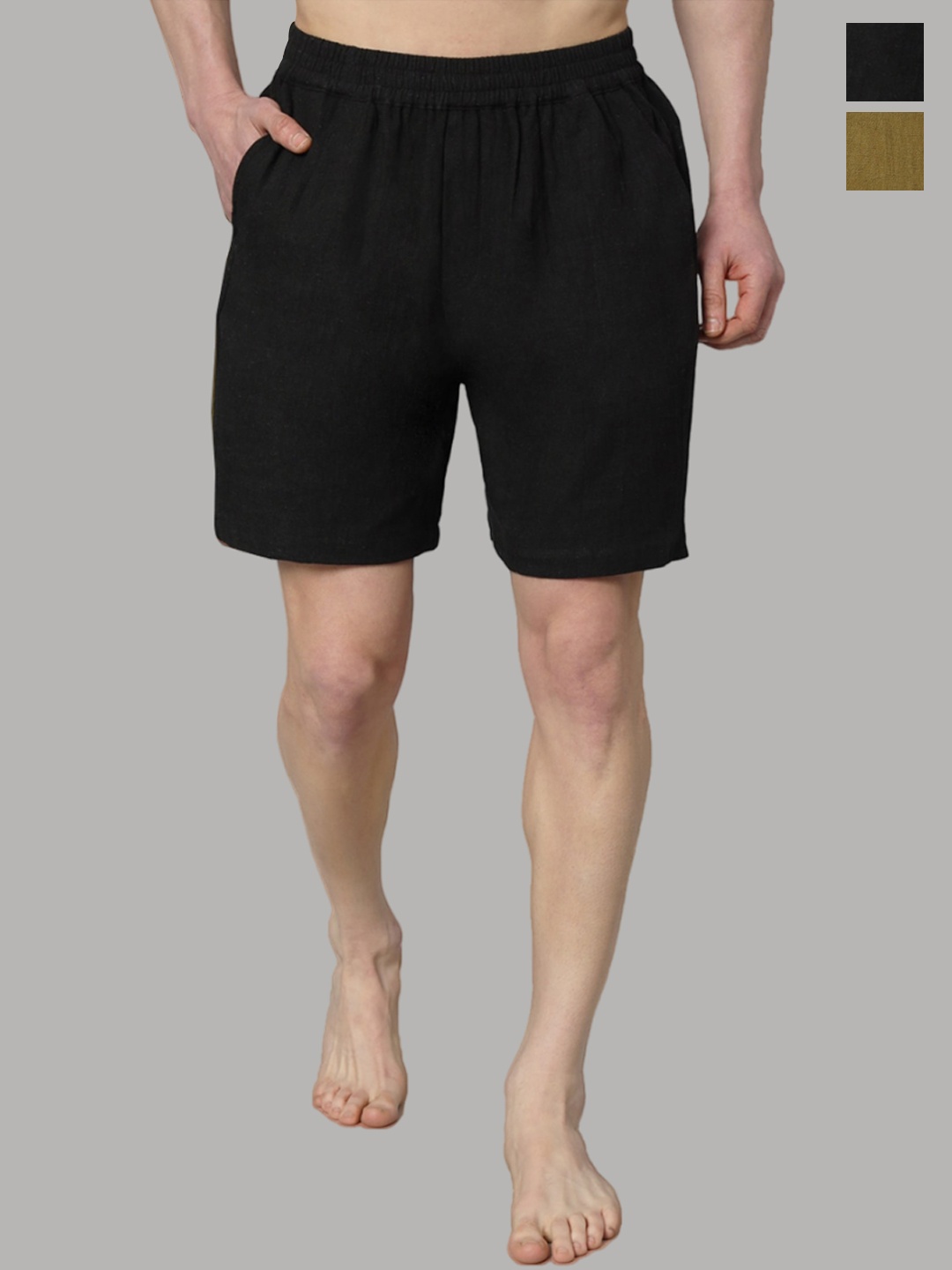 

OWO THE LABEL Pack Of 2 Linen Boxers OTLMB05_6-S, Khaki