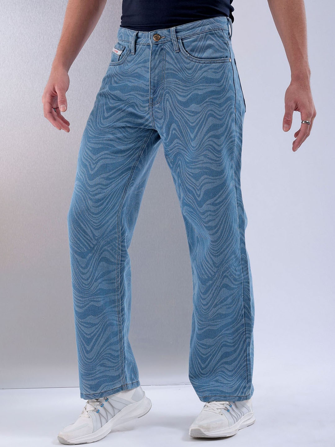 

The Indian Garage Co Men Mid-Rise Loose Baggy Fit Stretchable Jeans, Blue