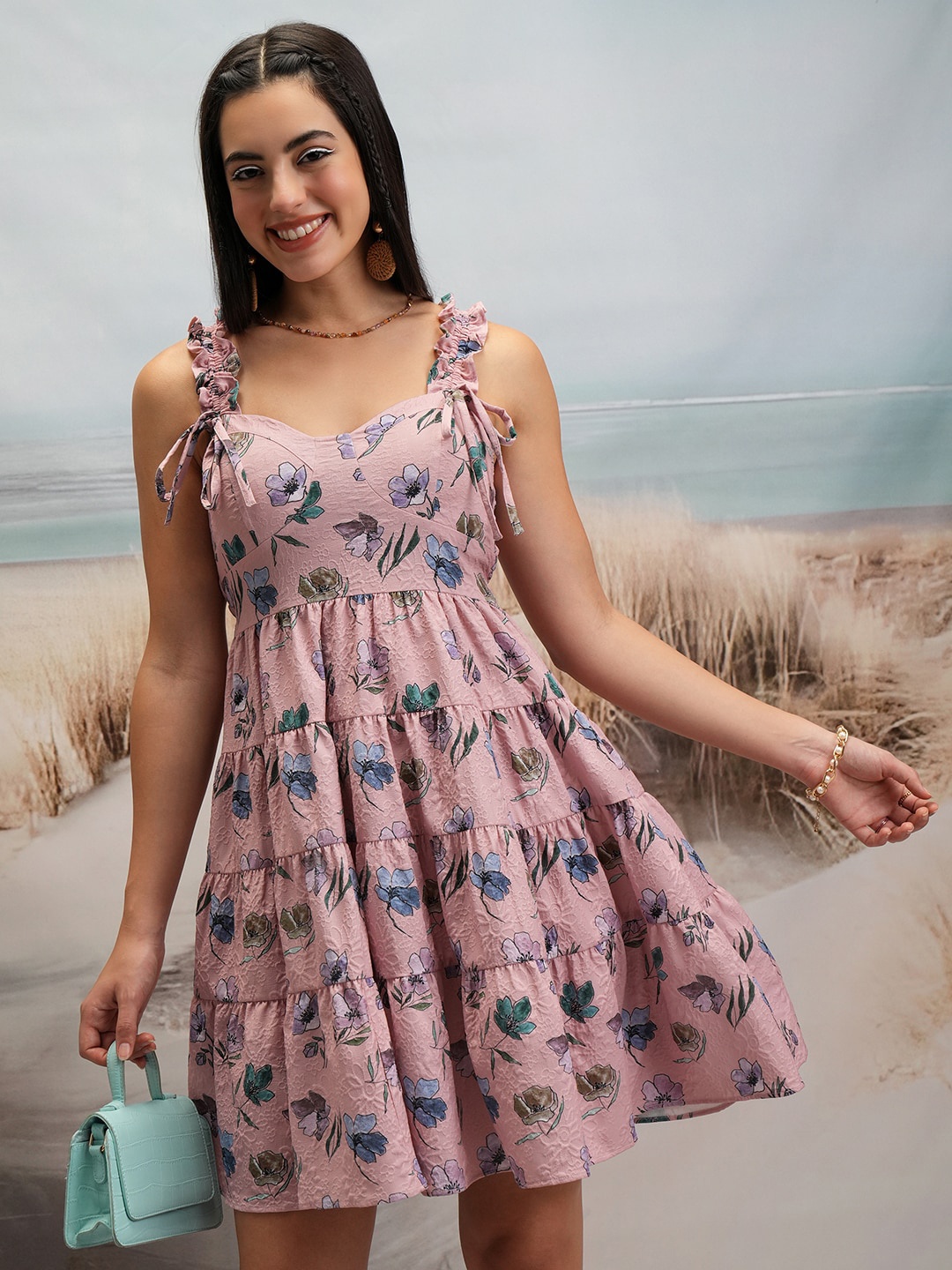 

Tokyo Talkies Floral Print Fit & Flare Dress, Peach