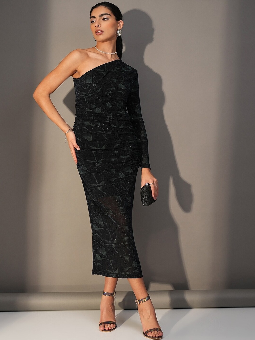 

Tokyo Talkies Print Sheath Midi Dress, Black