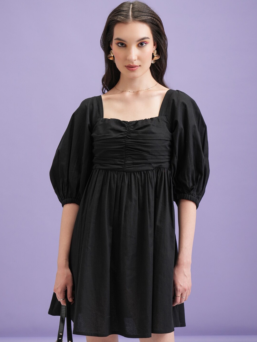 

Tokyo Talkies Puff Sleeve Empire Dress, Black