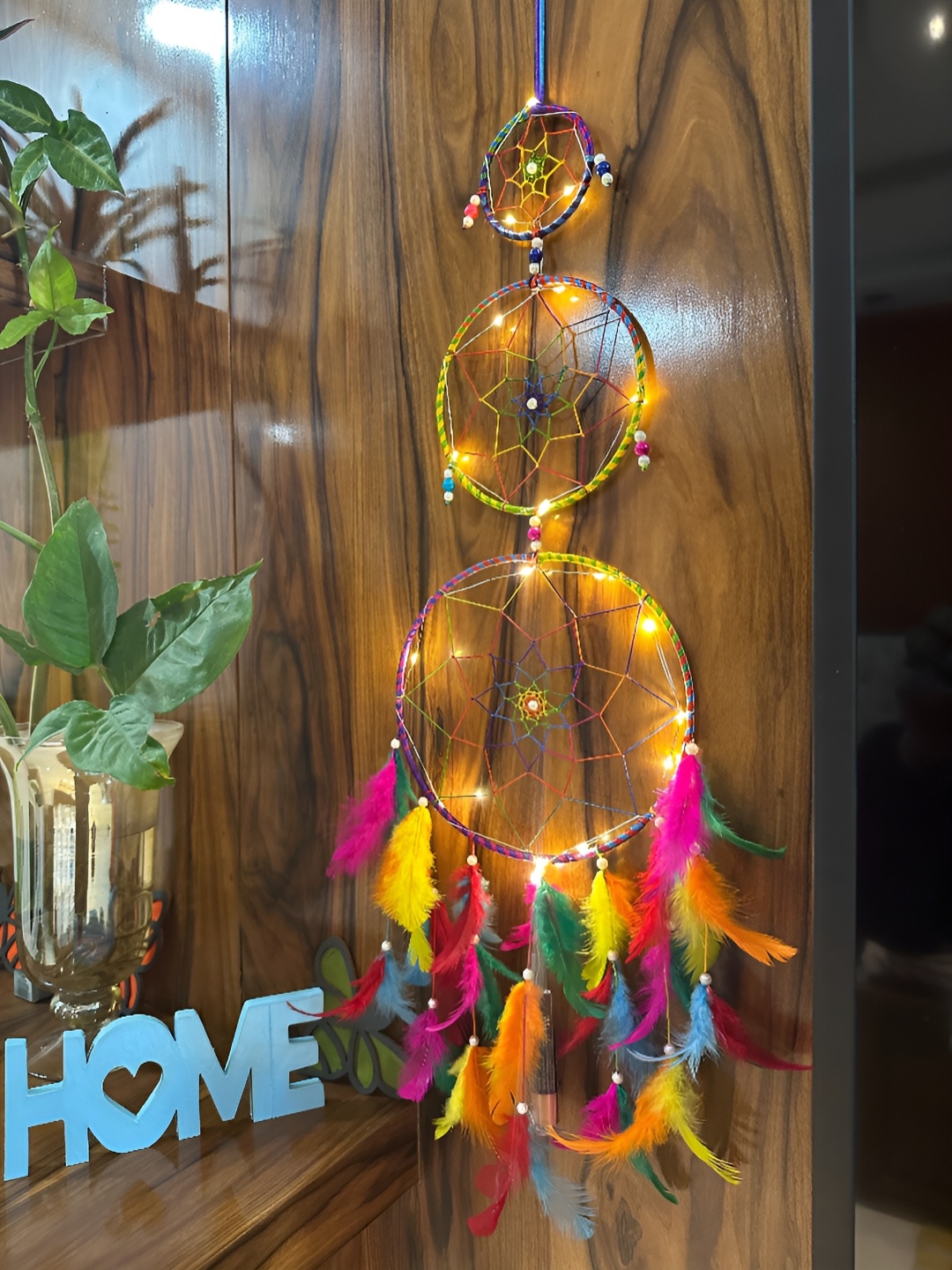 BS AMOR Pink & Yellow Embellished Windchimes With LED Light