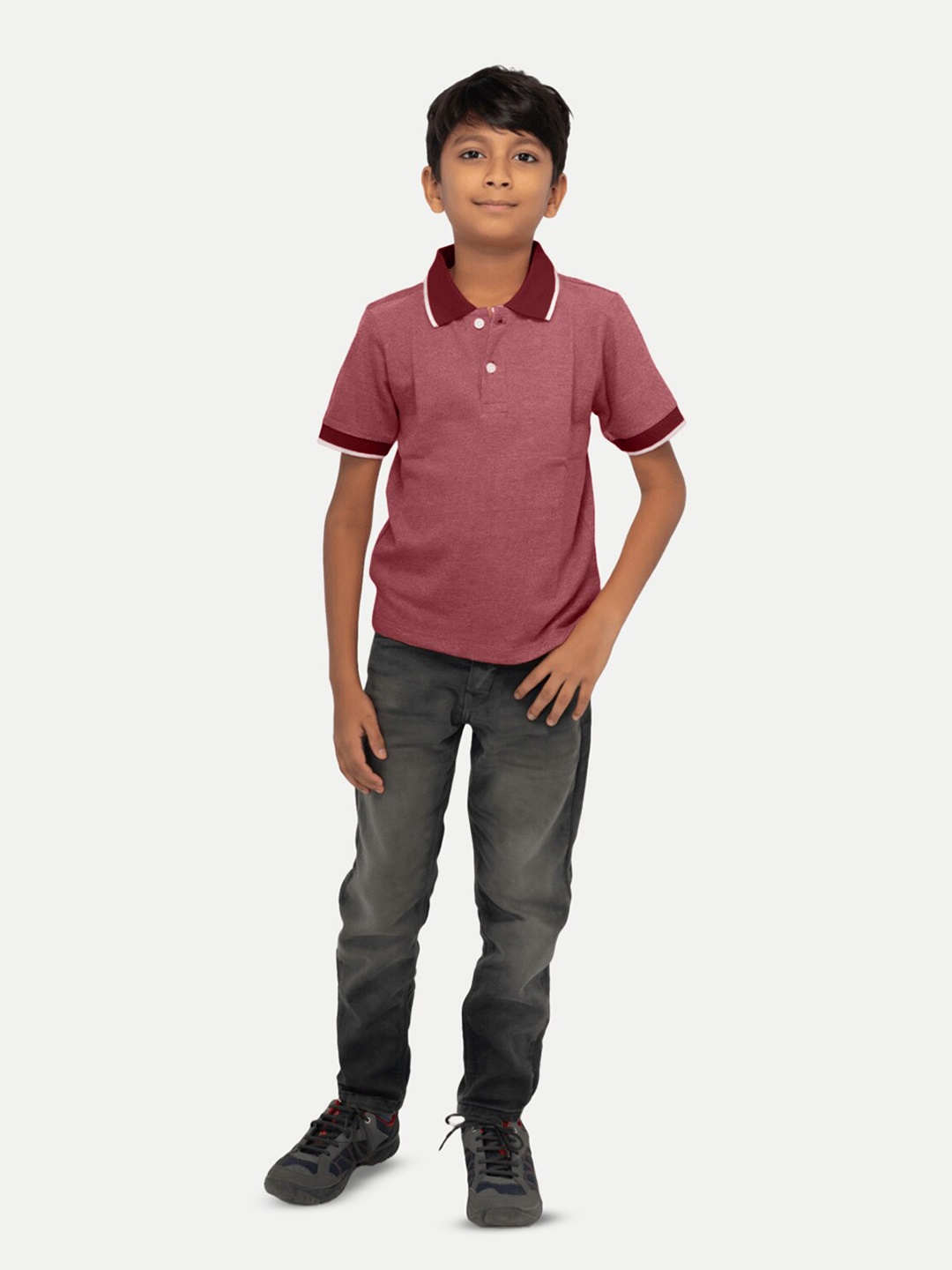 

BAESD Boys Polo Collar Pockets T-shirt, Red