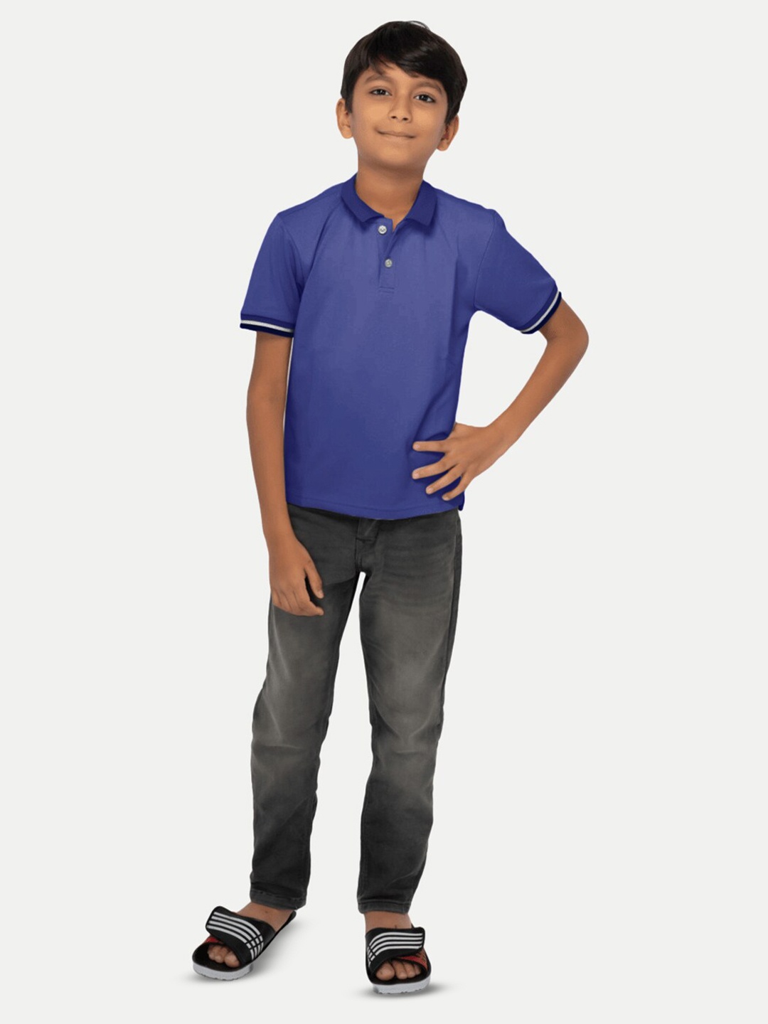 

BAESD Boys Polo Collar Applique Slim Fit T-shirt, Navy blue