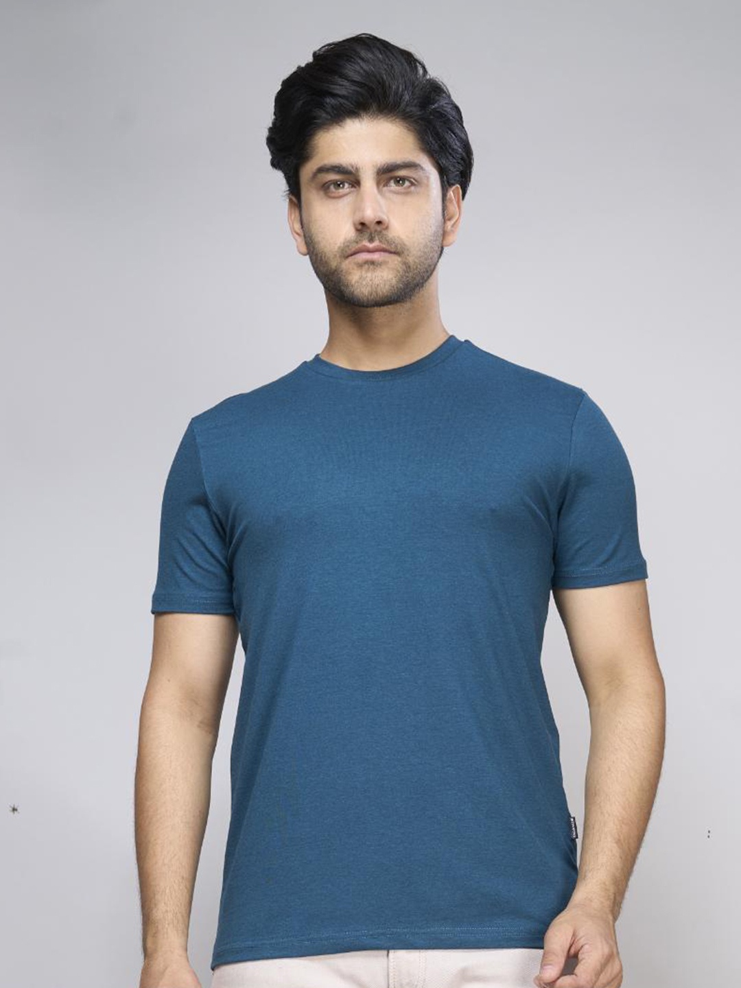 

INTERWOVE Men Solid Bamboo Cotton Slim Fit T-shirt, Teal