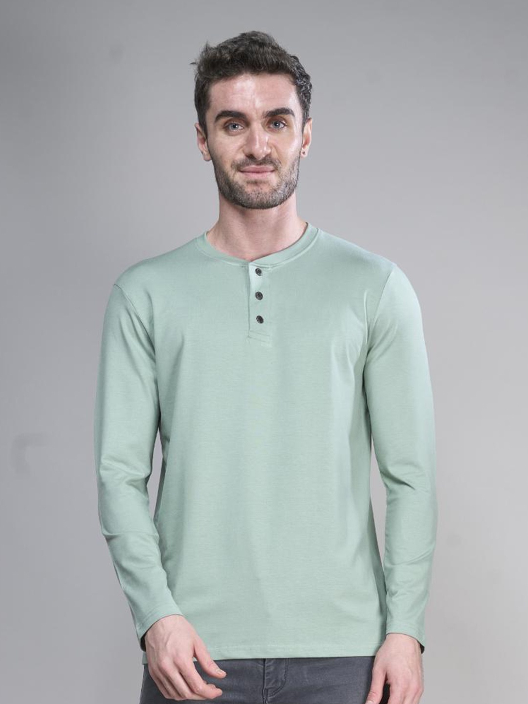 

INTERWOVE Henley Neck Long Sleeves Bamboo Slim Fit T-shirt, Sea green