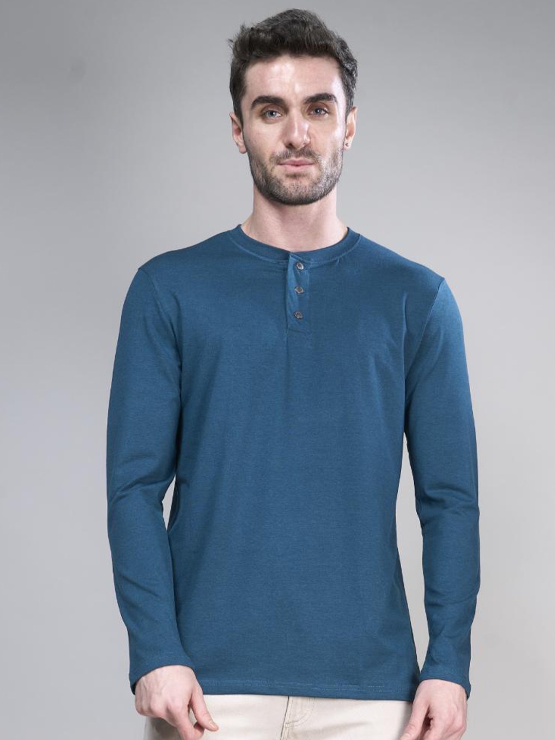 

INTERWOVE Henley Neck Long Sleeves Bamboo Slim Fit T-shirt, Teal