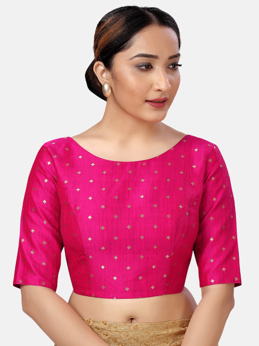 

Studio Shringaar Woven Design Saree Blouse, Pink