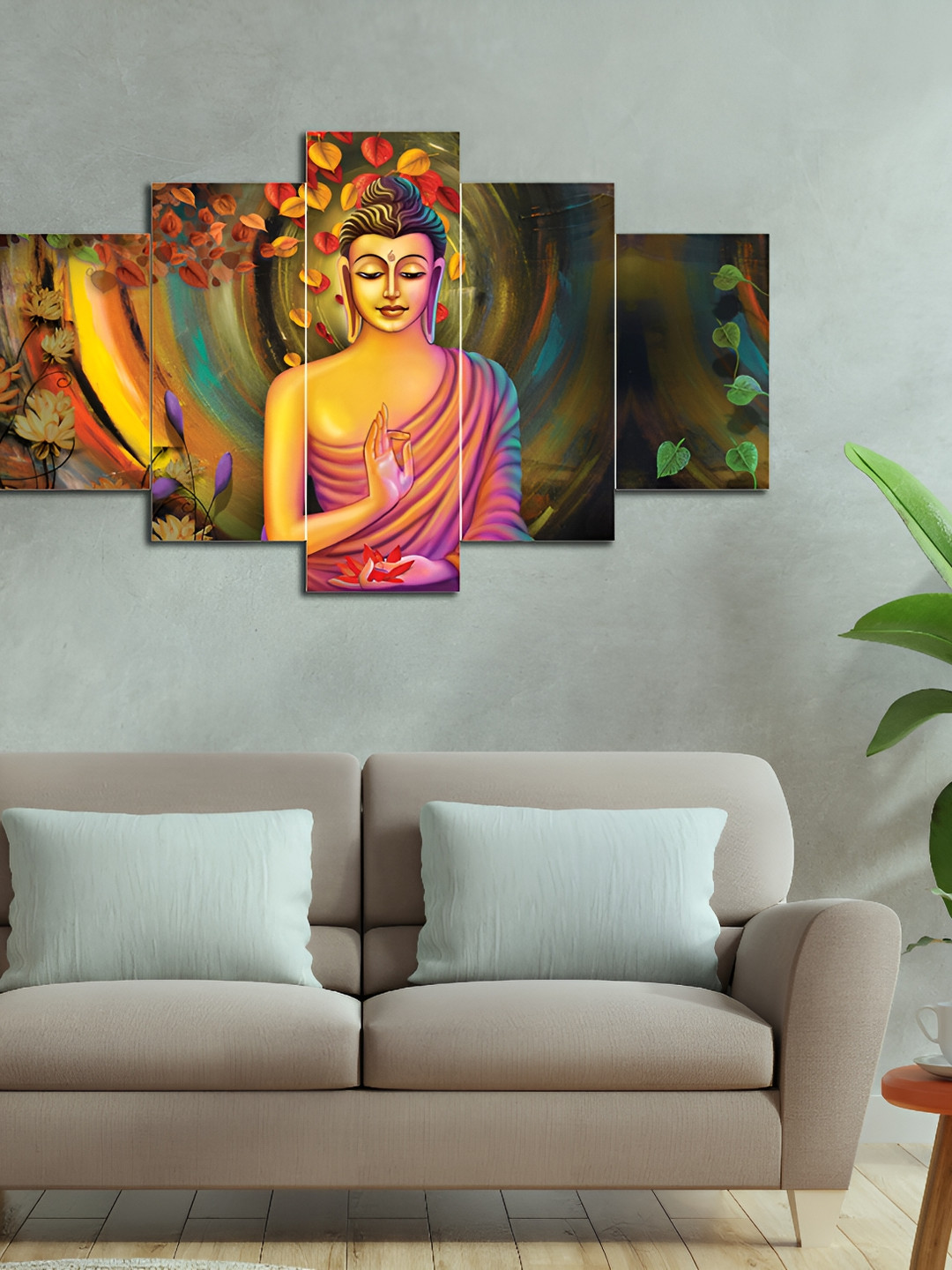 

masstone Green & Pink 5 Pieces Religious Painting Wall Art