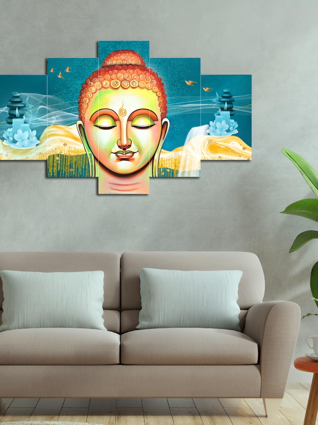 

masstone Green & White 5 Pieces Religious Painting Wall Art