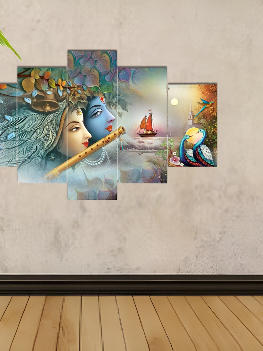 

masstone Blue 5 Pieces Religious Painting Wall Art