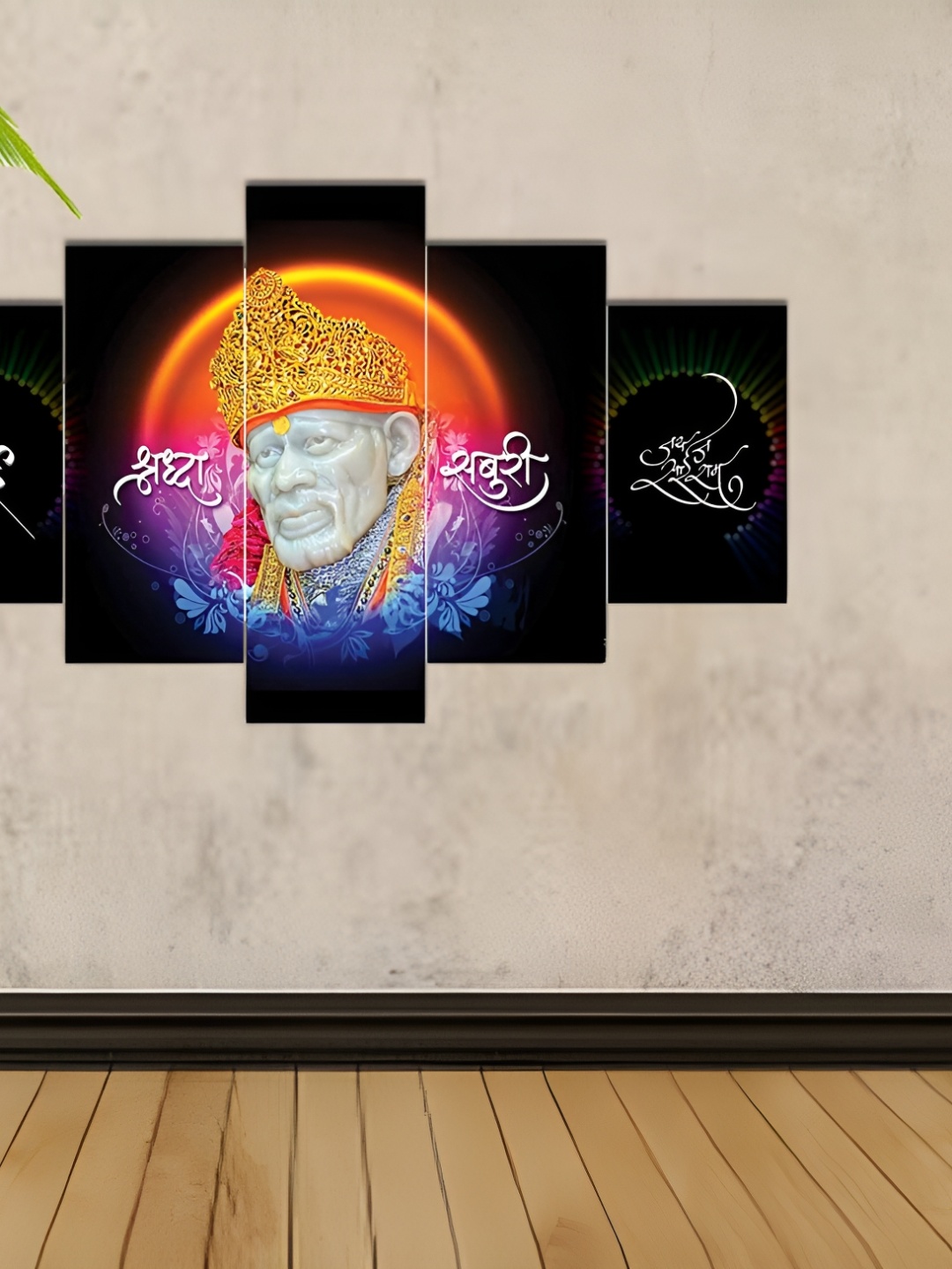 

masstone Black & Blue 5 Pieces Religious Painting Wall Art
