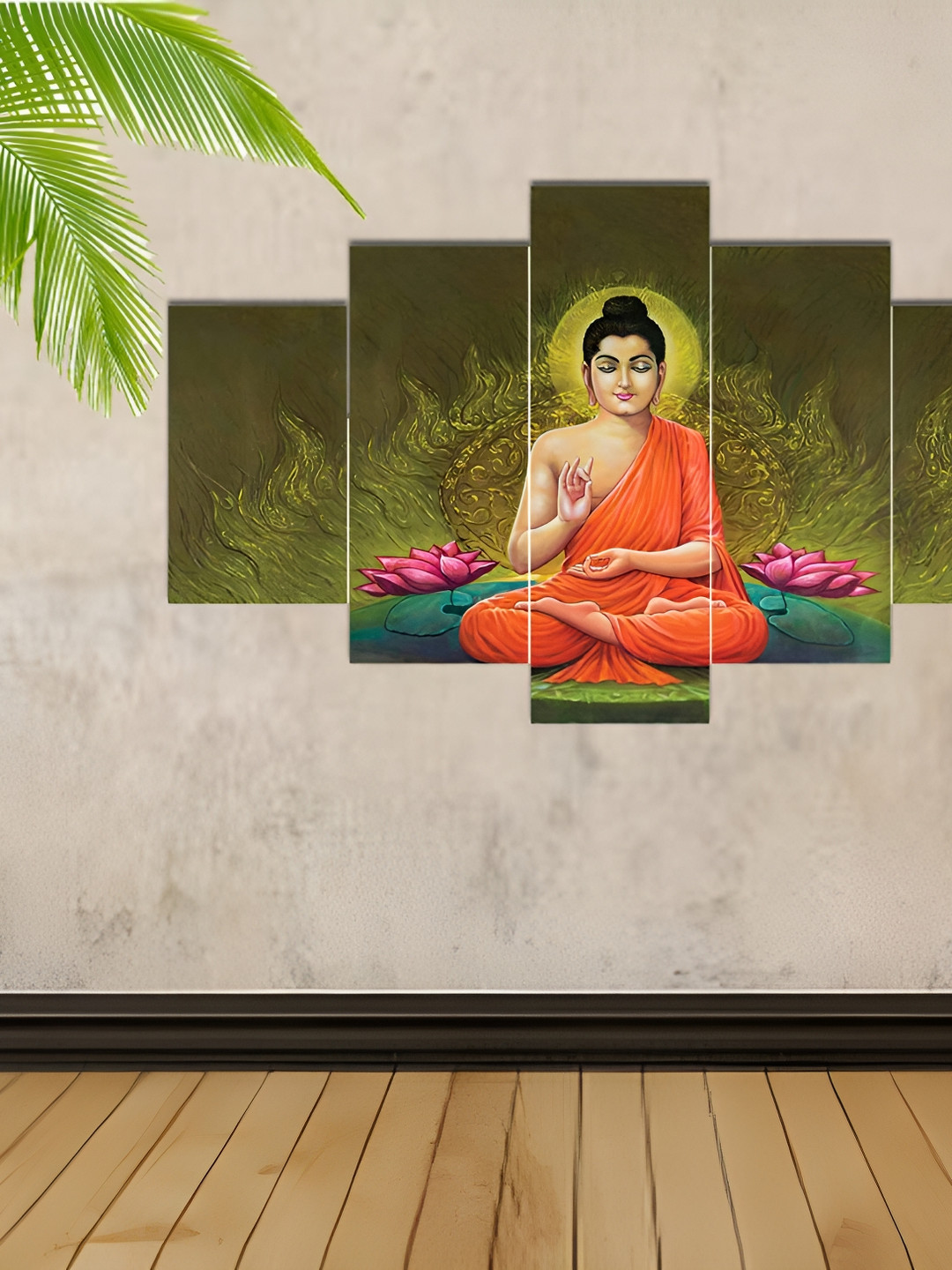 

masstone Green & Orange 5 Pieces Religious Paintings Wall Art