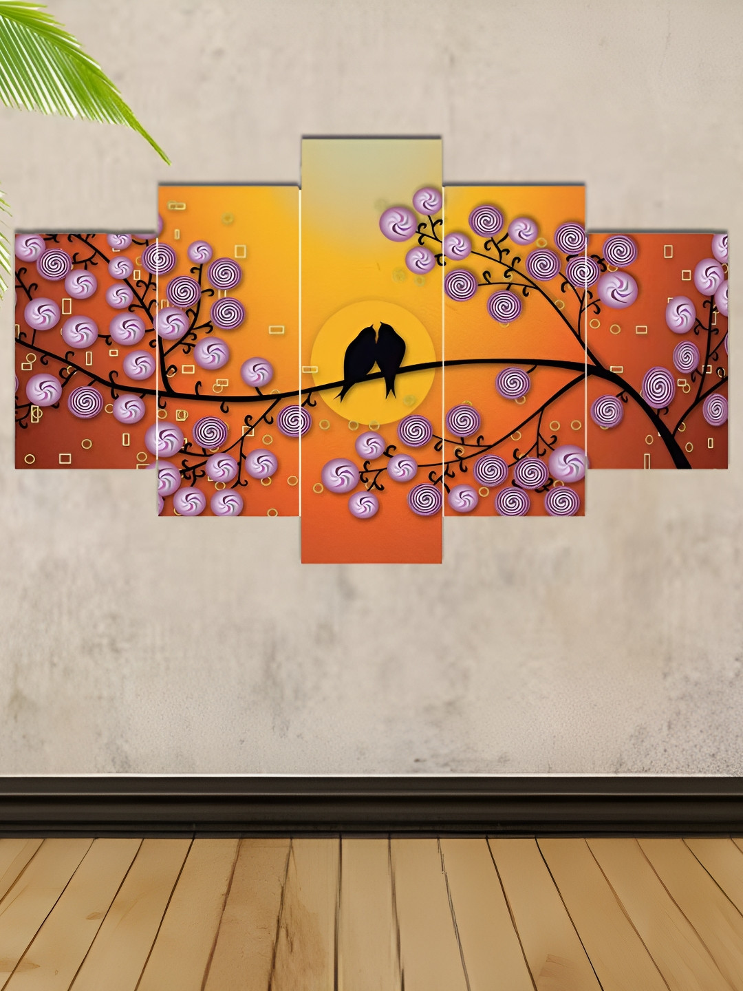 

masstone Orange & Purple 5 Pieces Abstract Painting Wall Art