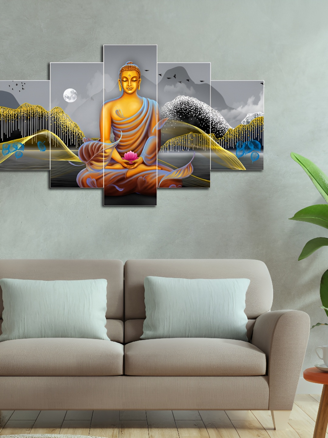 

masstone Grey & White 5 Pieces Religious Painting Wall Art