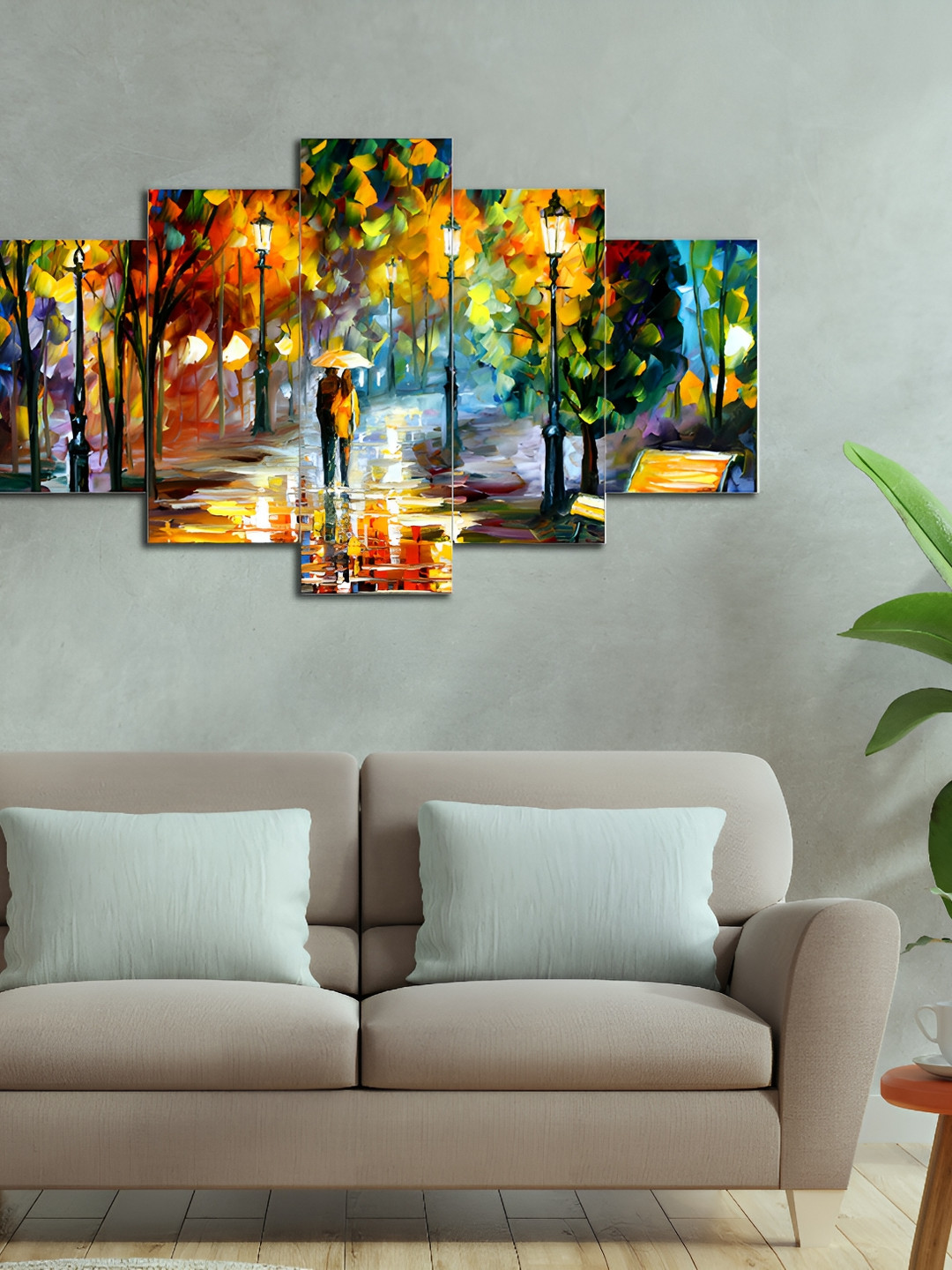 

masstone Orange & Green 5 Pieces Paintings Wall Art