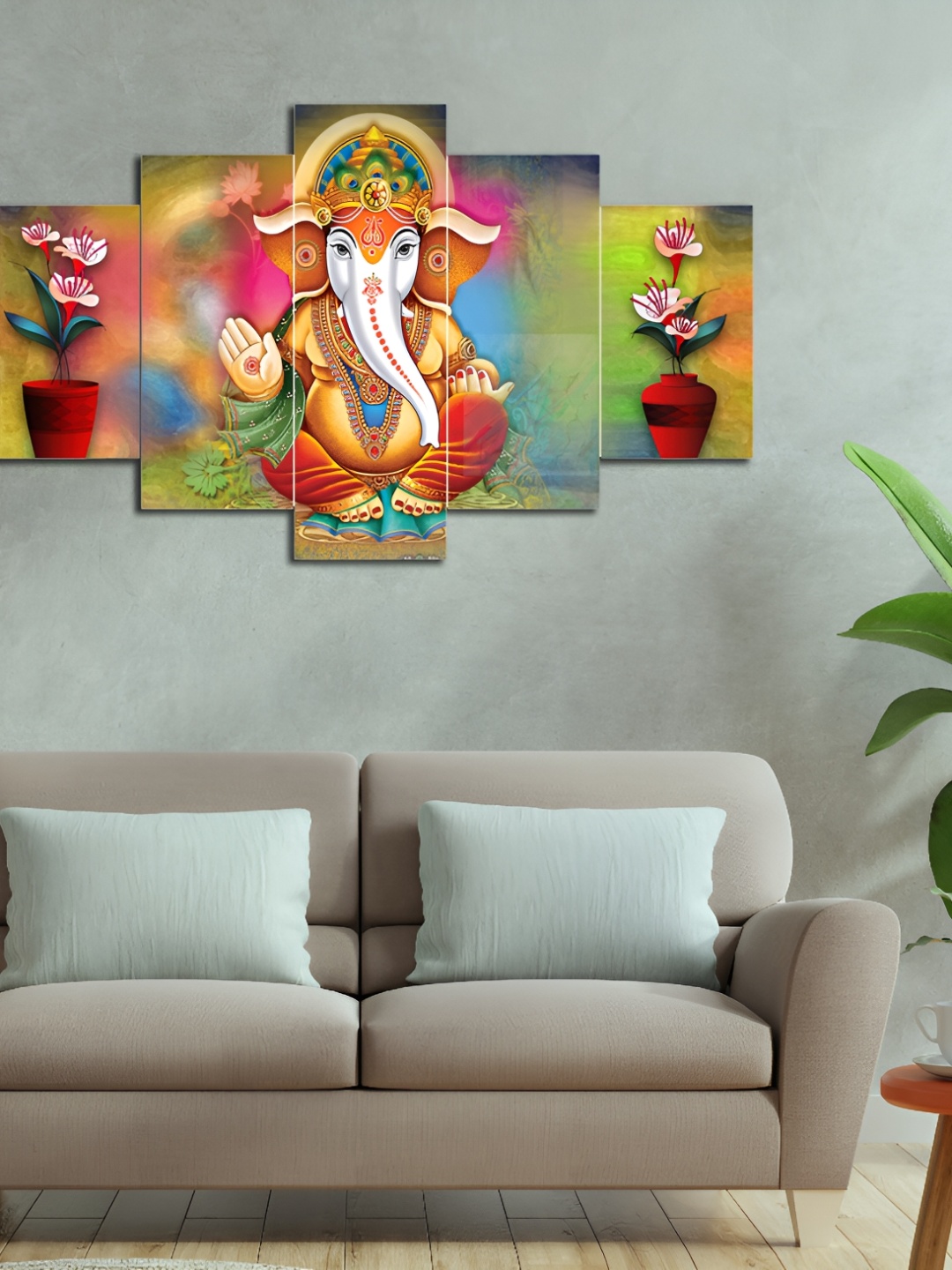 

masstone Orange & Green 5 Pieces Religious Paintings Wall Art