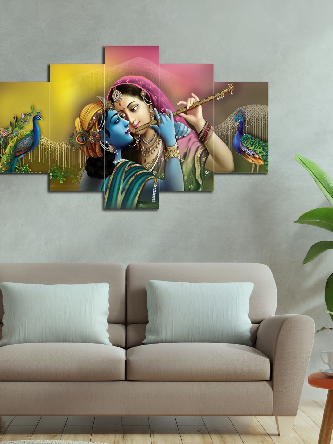 

masstone Green & Yellow 5 Pieces Religious Painting Wall Art
