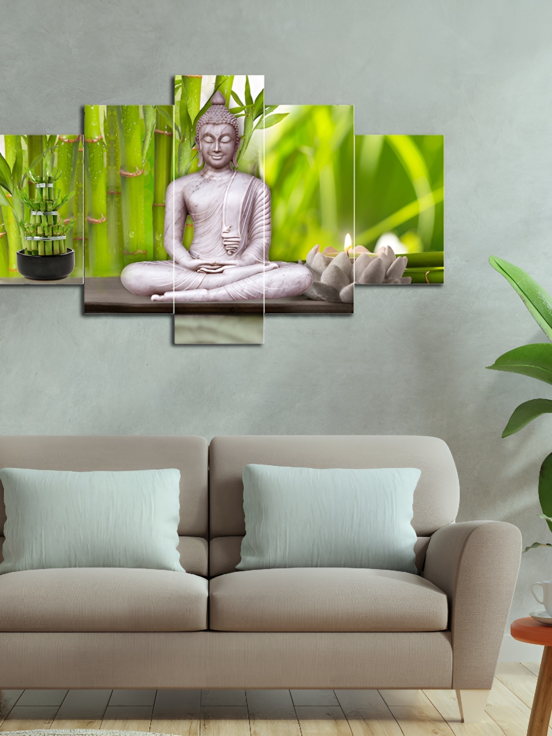 

masstone Green & White 5 Pieces Religious Paintings Wall Art