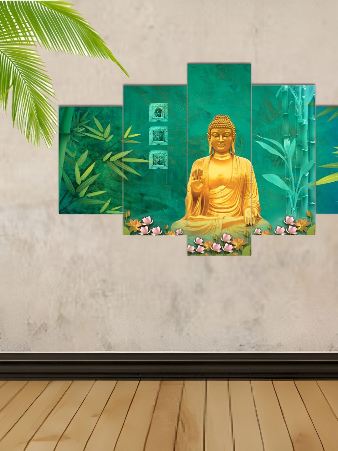 

masstone Green & Cream 5 pieces Religious Paintings Wall Art
