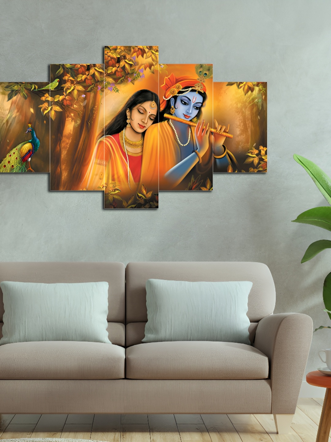 

masstone Orange & Blue 5 Pieces Religious Paintings Wall Art