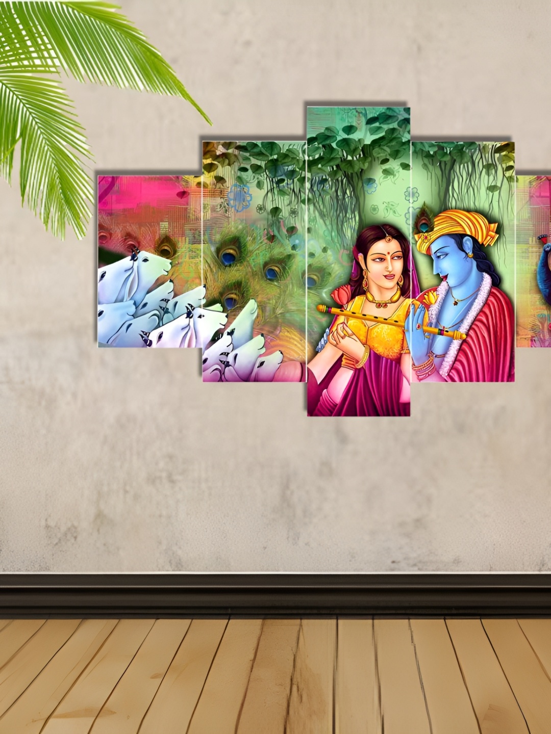 

masstone Green & Blue 5 Pieces Religious Paintings Wall Art