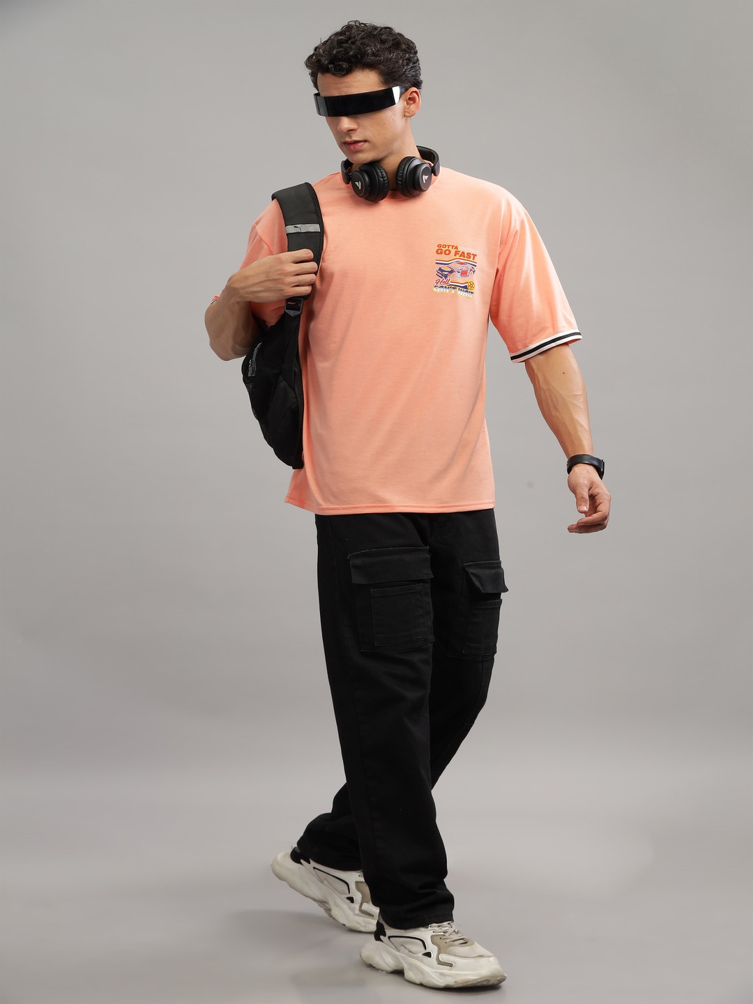 

GRITSTONES Men Typography V-Neck T-shirt, Coral