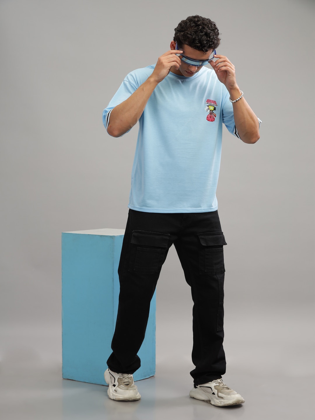 

GRITSTONES Men Typography Polo Collar Applique T-shirt, Blue