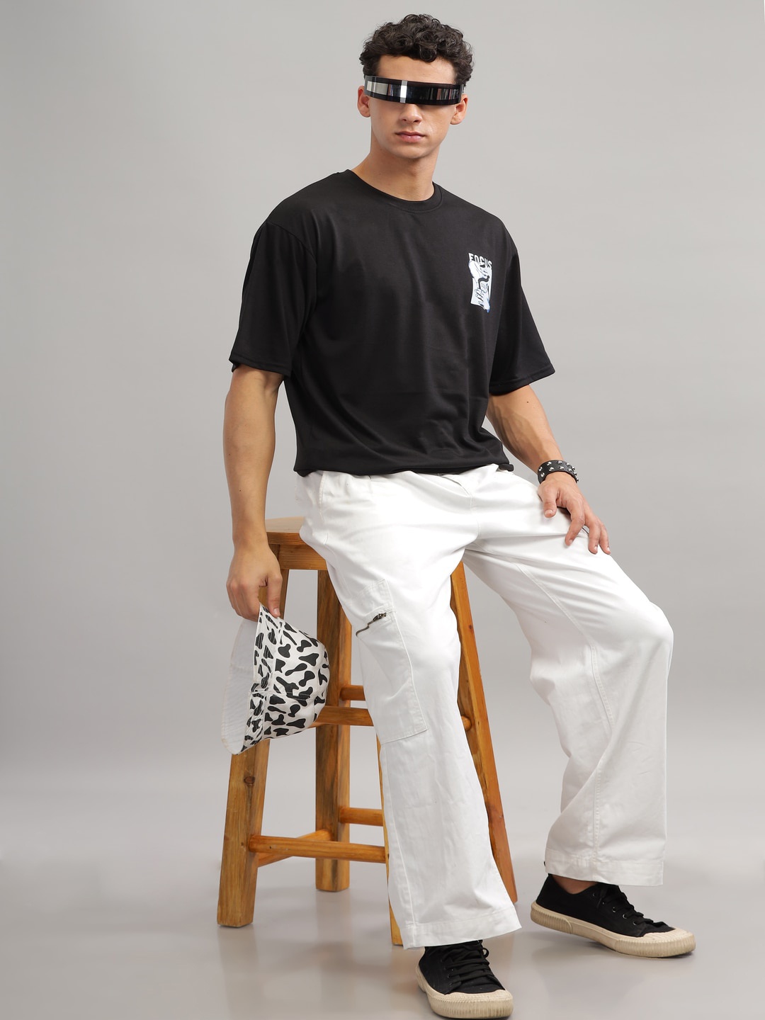 

GRITSTONES Men Printed Pockets T-shirt, Black