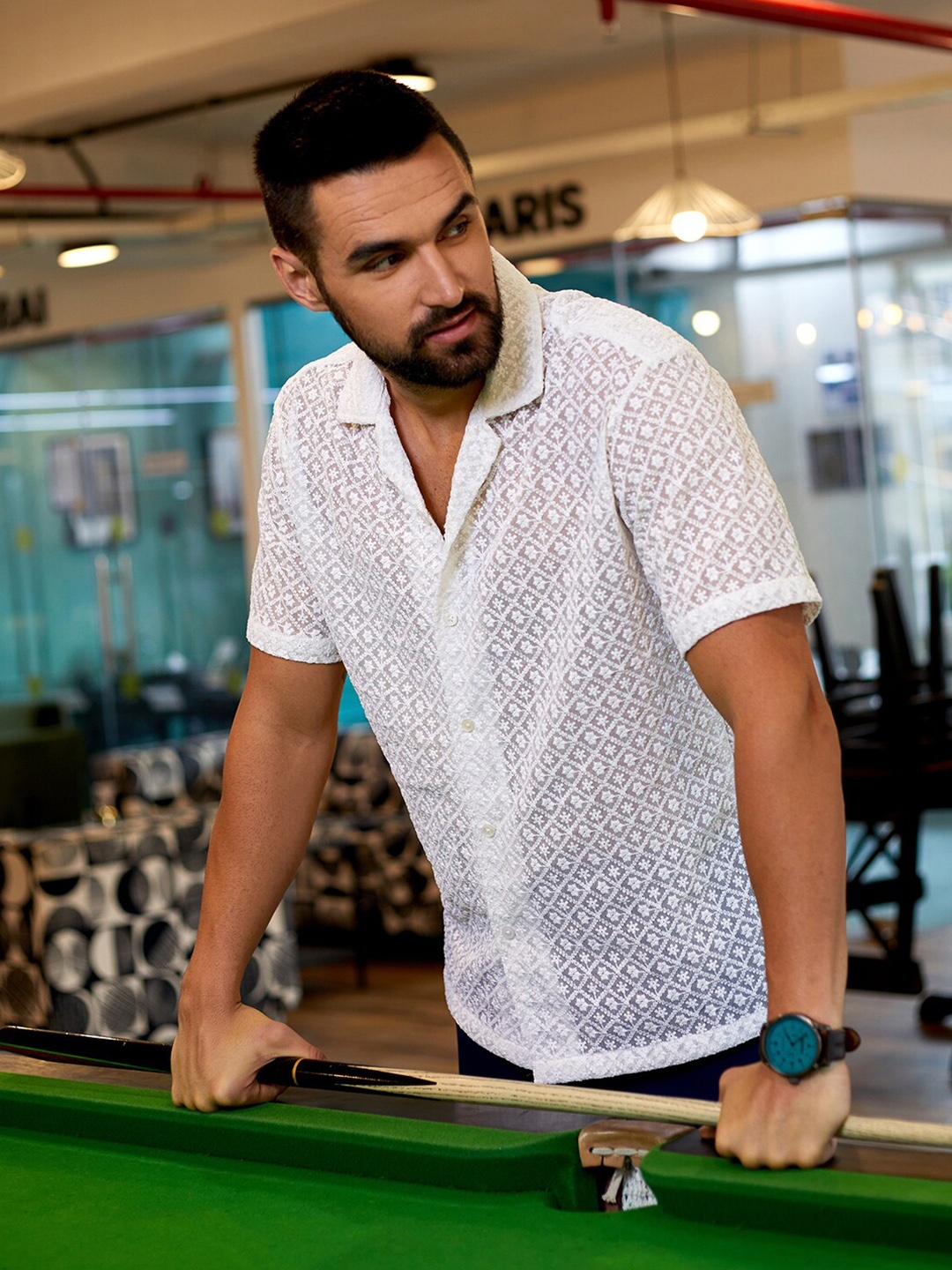 

Campus Sutra Floral Embroidered Shirt, White