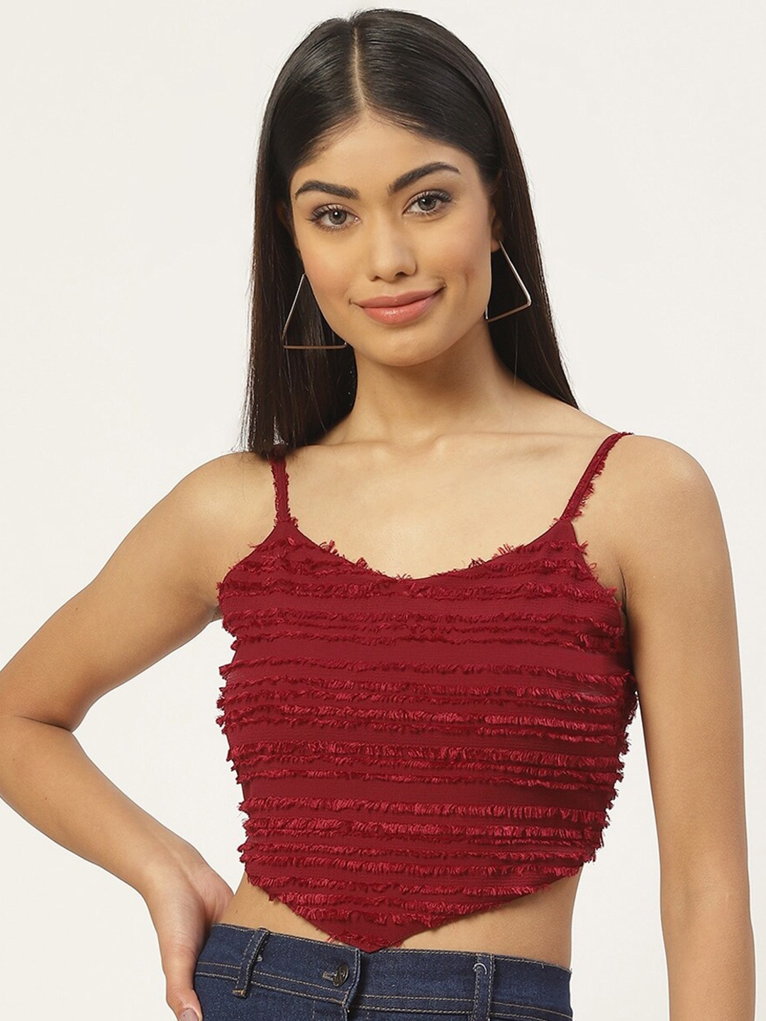 

Slenor Georgette Crop Top, Maroon