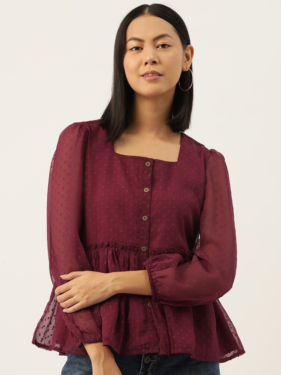 

Slenor Georgette Top, Maroon