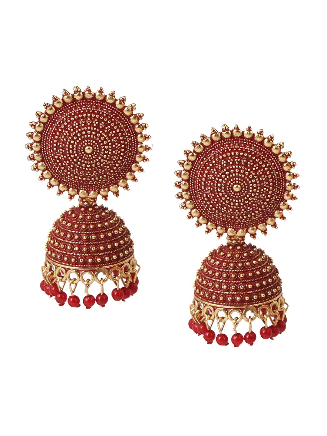 

Keviv Dome Shaped Drop Earrings, Red