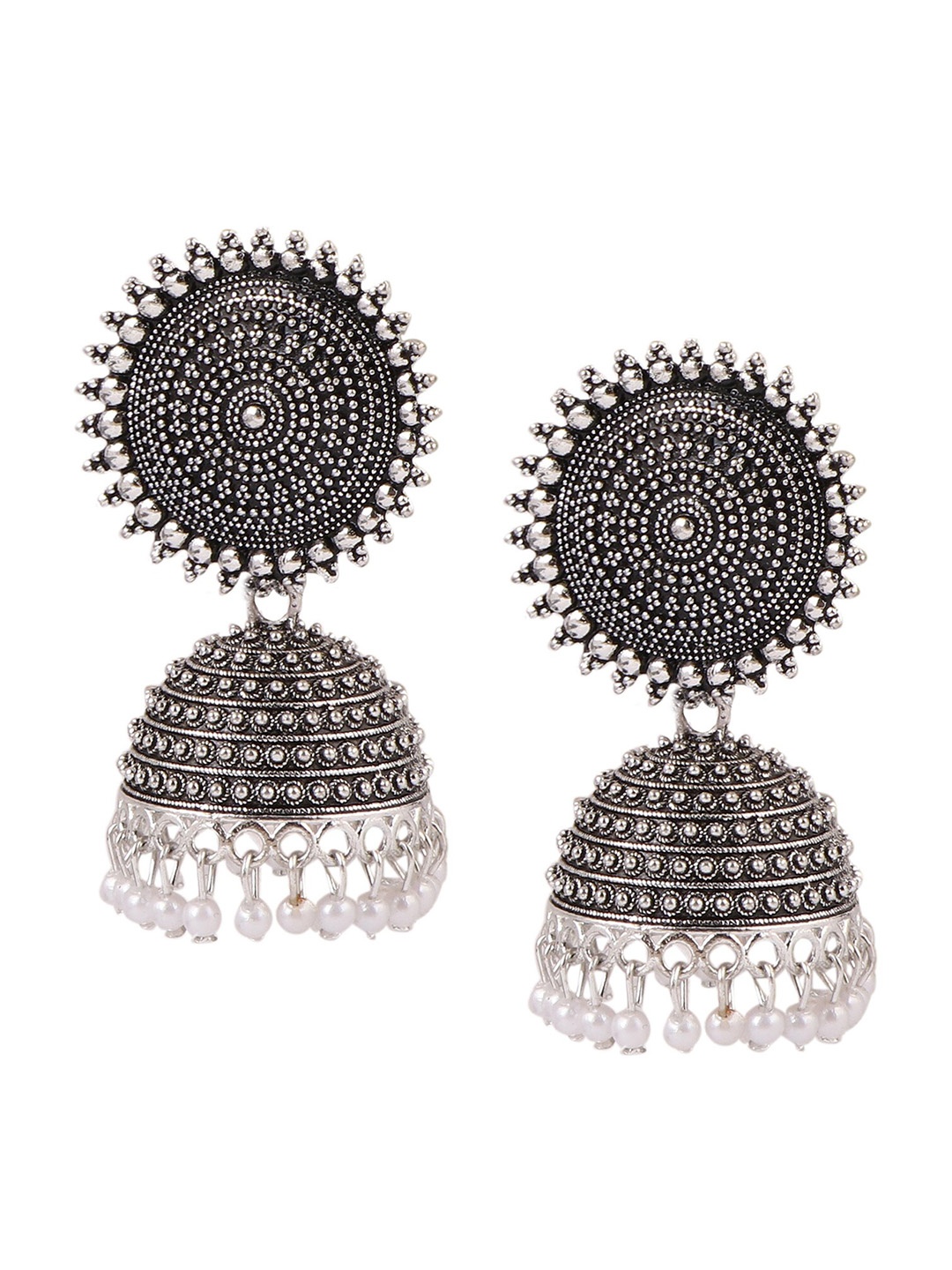 

Keviv Dome Shaped Jhumkas Earrings, Silver