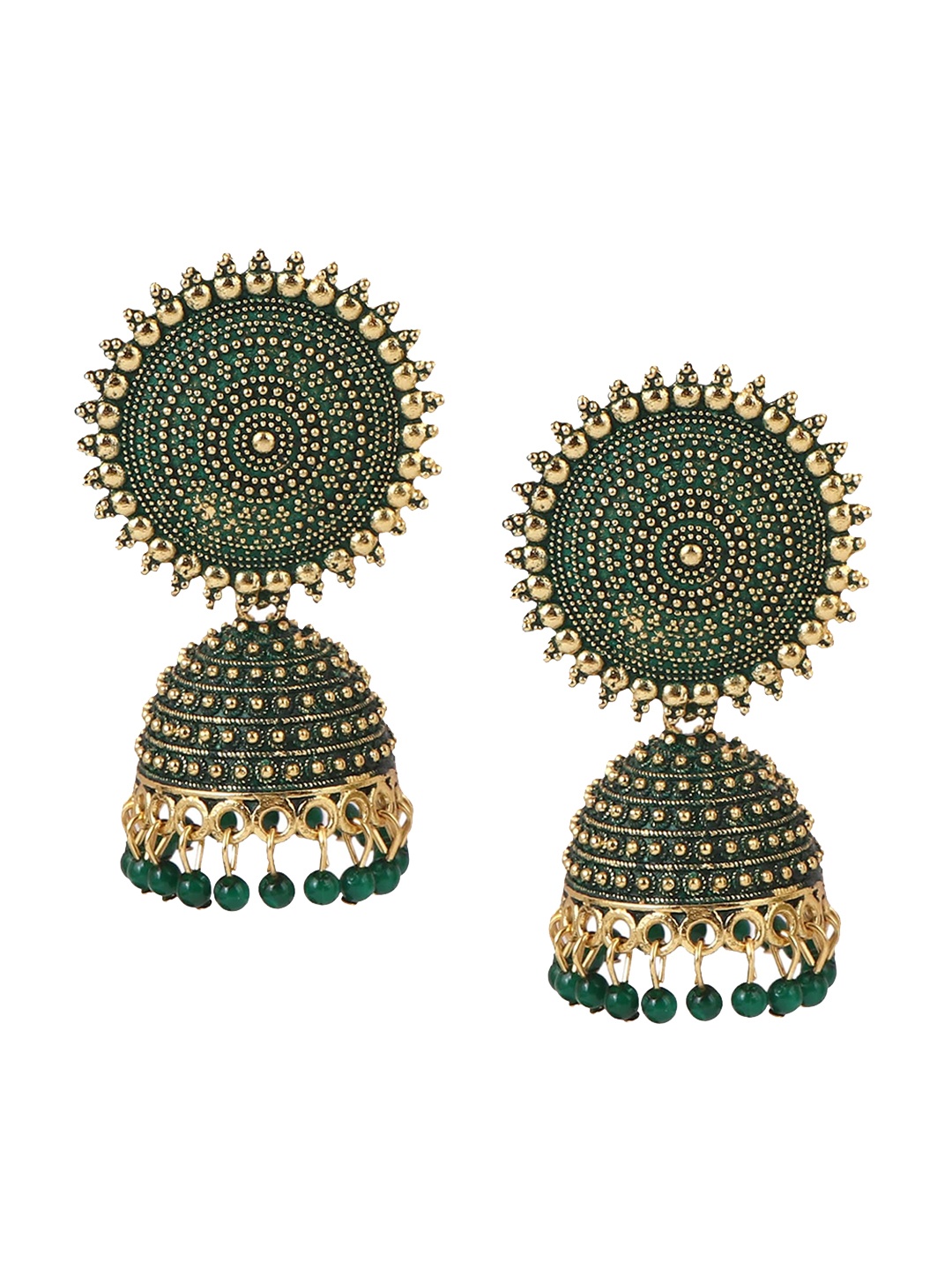 

Keviv Dome Shaped Jhumkas Earrings, Green