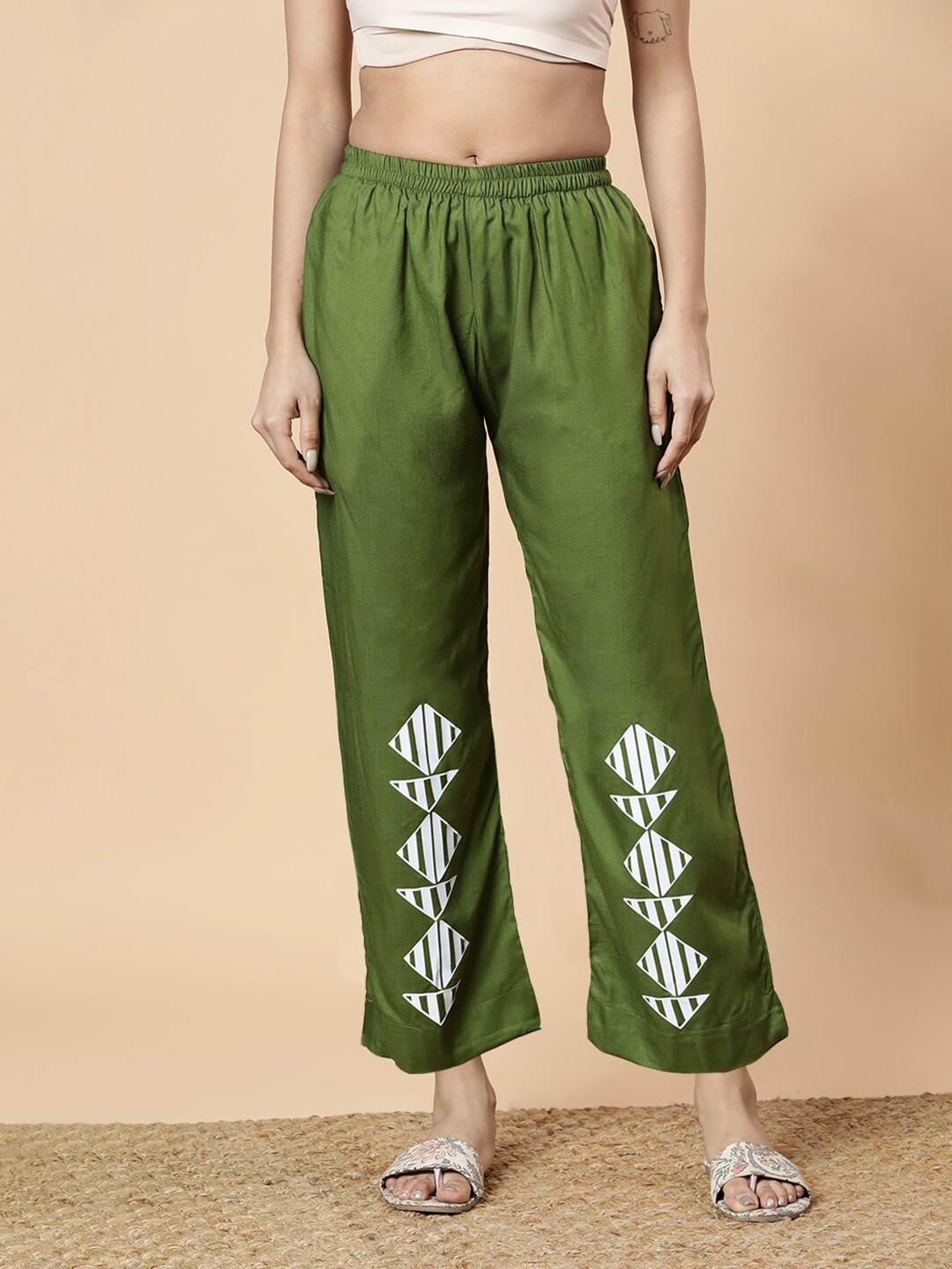 

LetsDressUp Women Hem Design Palazzos, Green
