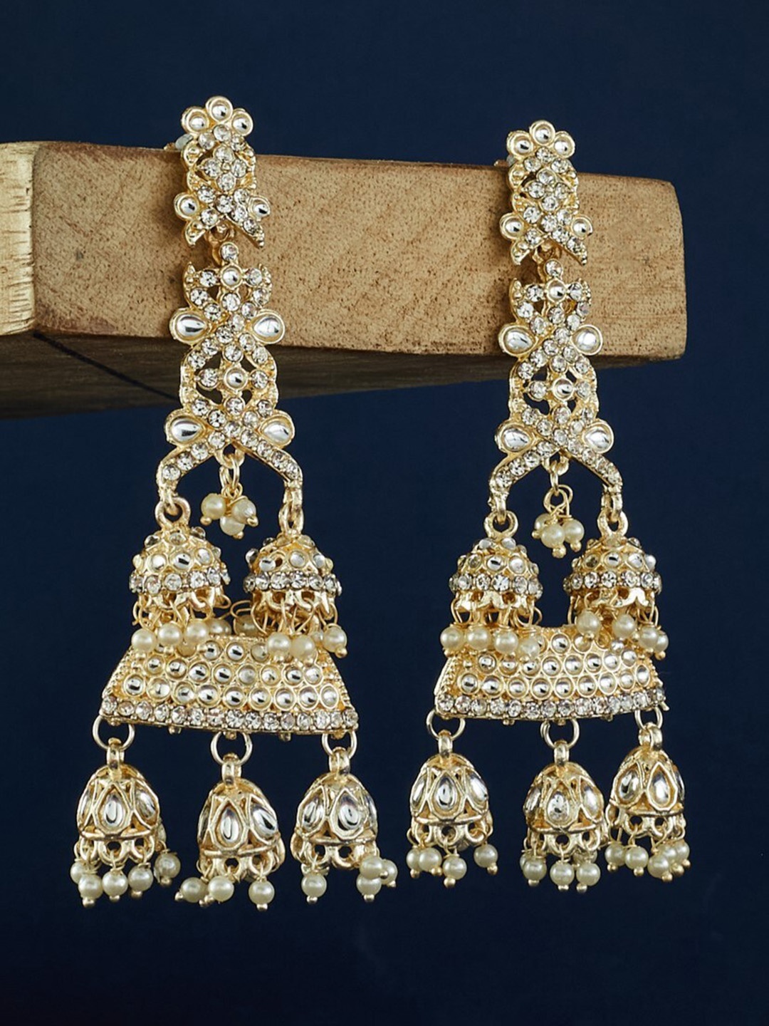 

ATIBELLE Contemporary Jhumkas Earrings, Gold