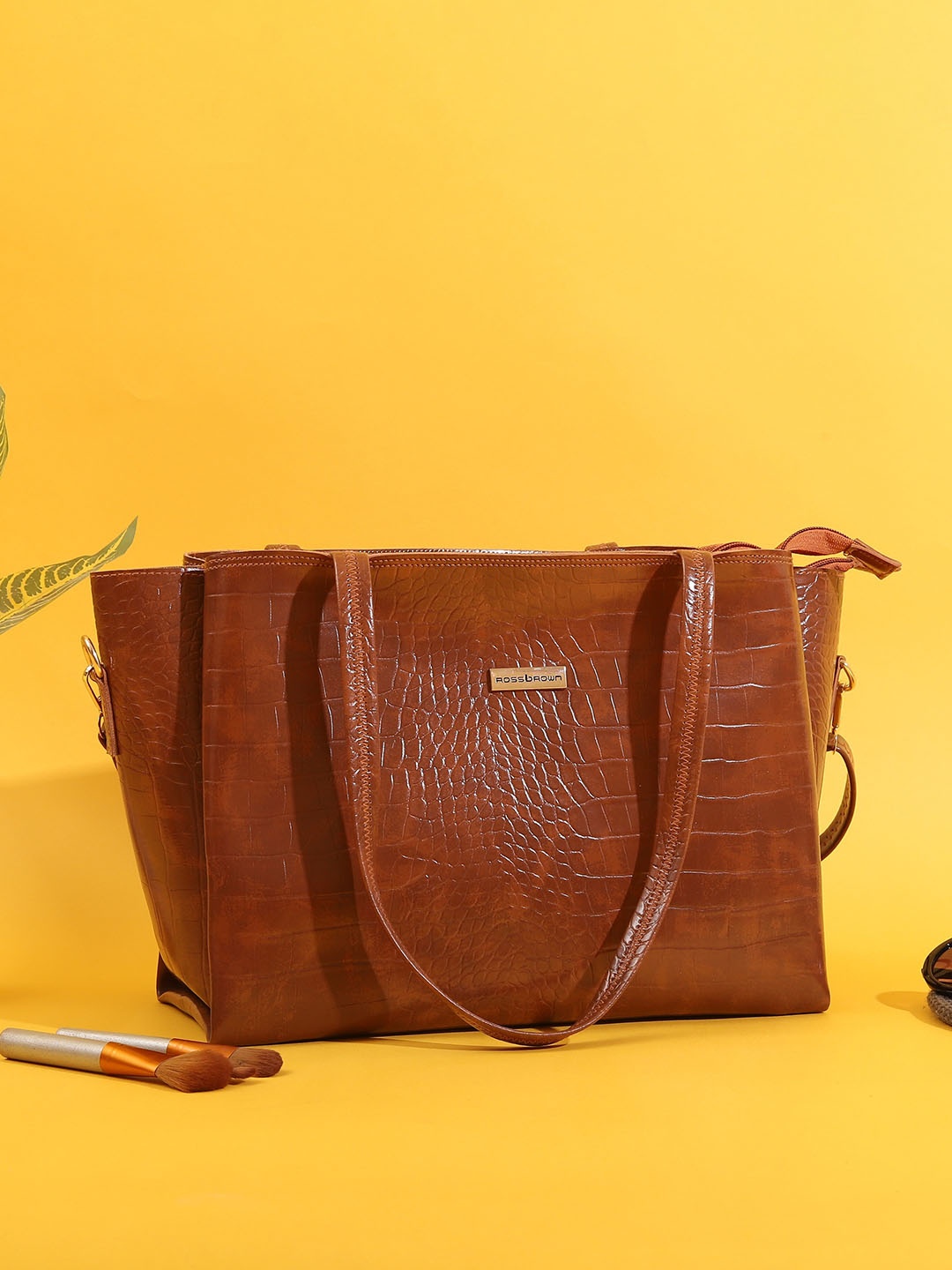 

ROSS BROWN Textured PU Shopper Satchel with Tasselled