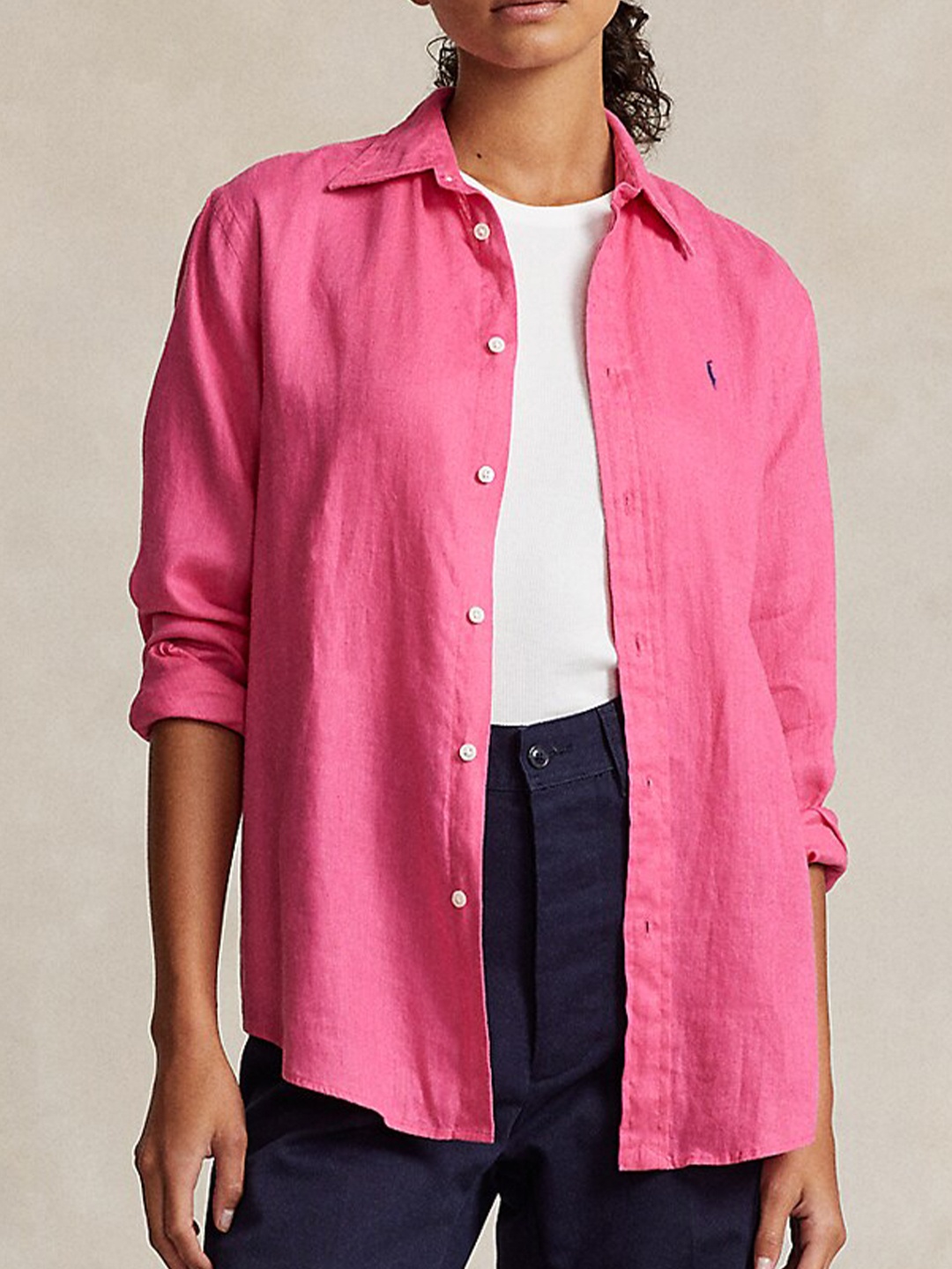 

Polo Ralph Lauren Linen Spread Collar Neck Shirt, Pink