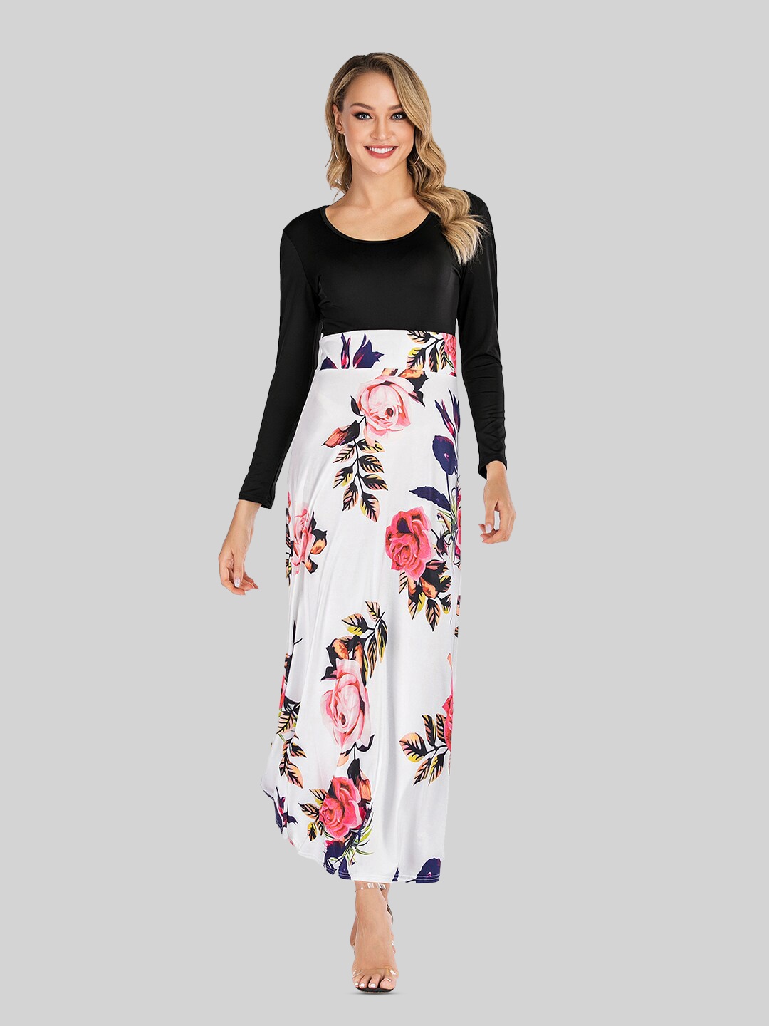 

JC Mode Floral Print Maxi Dress, White