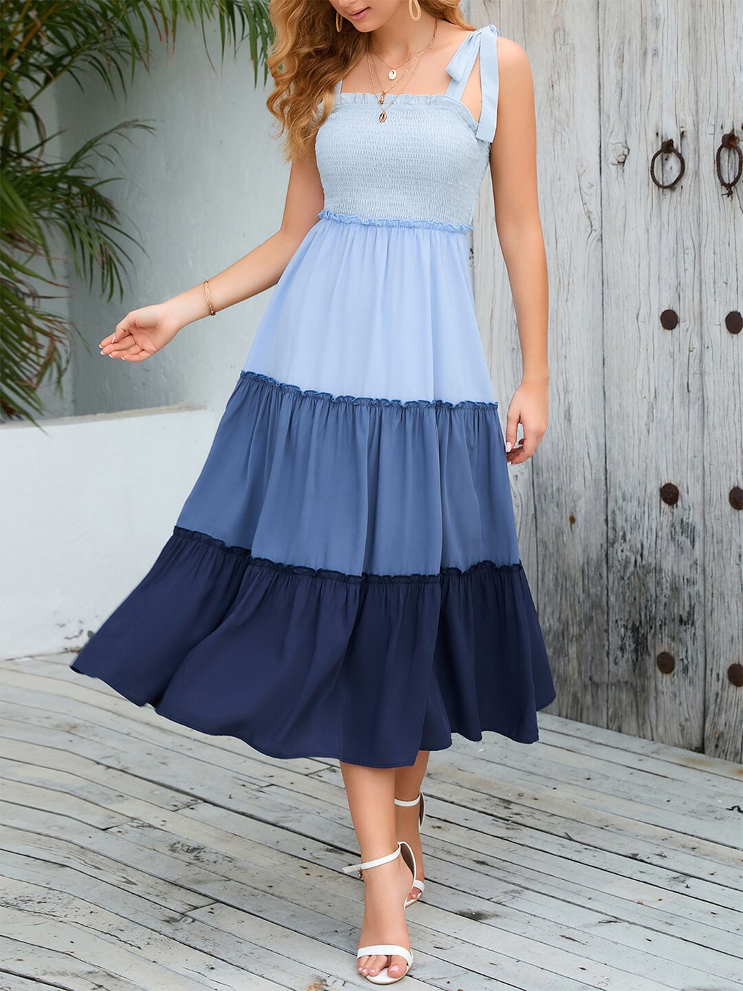 

JC Mode Tie and Dye Dyed Fit & Flare Midi Dress, Multi