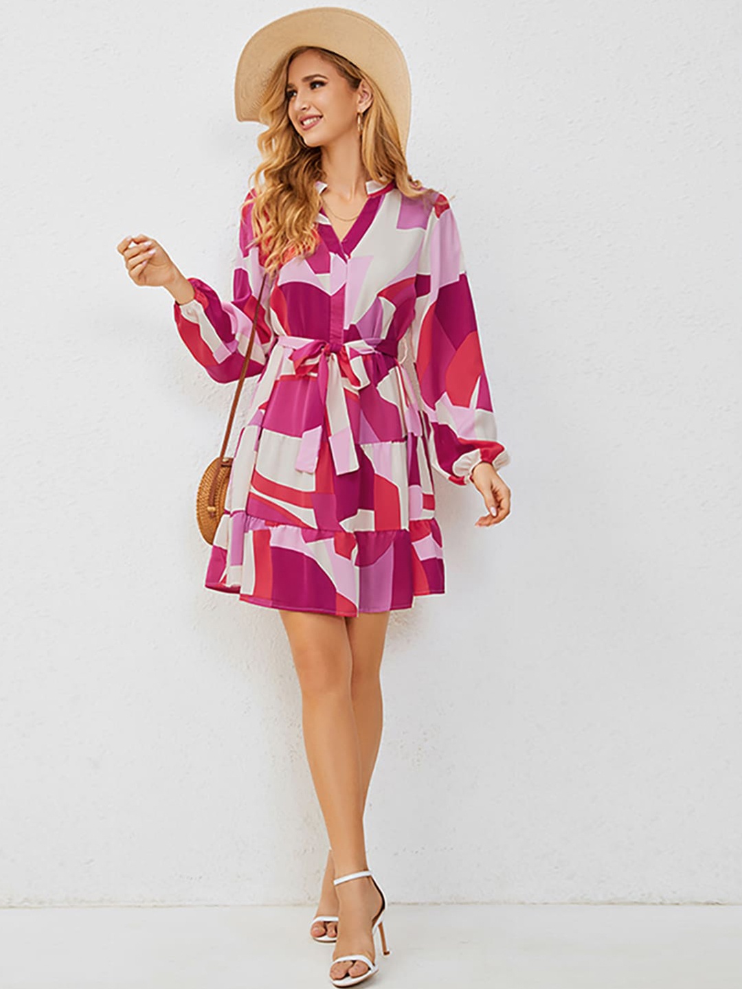 

JC Mode Print Fit & Flare Dress, Multi