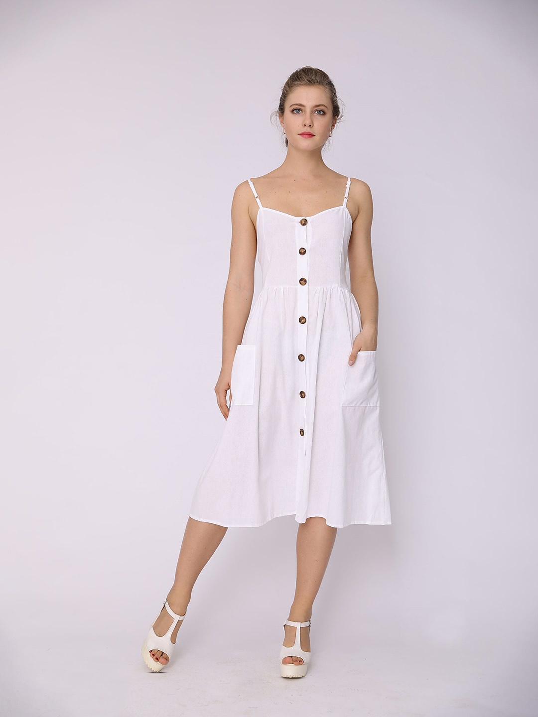 

JC Mode Fit & Flare Midi Dress, White