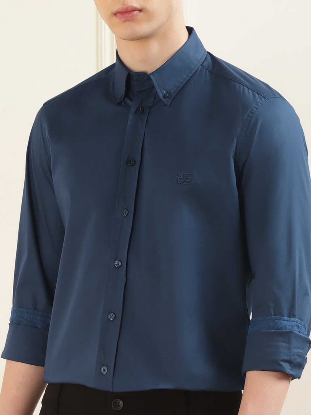 

ETRO Men Slim Fit Opaque Formal Shirt, Navy blue